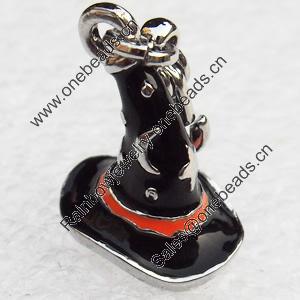 Zinc Alloy Enamel Pendant, Nickel-free & Lead-free, A Grade Hat 17x14mm, Sold by PC  