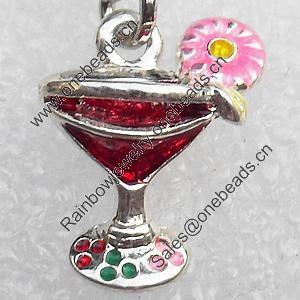 Zinc Alloy Enamel Pendant, Nickel-free & Lead-free, A Grade Goblet 17x14mm, Sold by PC  