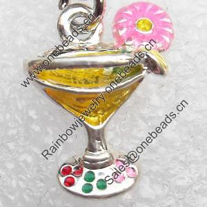 Zinc Alloy Enamel Pendant, Nickel-free & Lead-free, A Grade Goblet 17x14mm, Sold by PC  