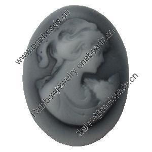 Cameos Resin Beads, No-Hole Jewelry findings, 17.5x24.5mm, Sold by Bag 