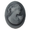 Cameos Resin Beads, No-Hole Jewelry findings, 17.5x24.5mm, Sold by Bag 