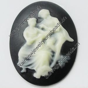 Cameos Resin Beads, No-Hole Jewelry findings, 30x39mm, Sold by Bag 