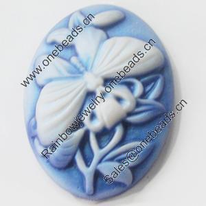 Cameos Resin Beads, No-Hole Jewelry findings, 29x39mm, Sold by Bag 