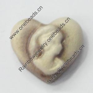 Cameos Resin Beads, No-Hole Jewelry findings, 12.5x11mm, Sold by Bag 