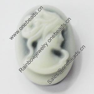 Cameos Resin Beads, No-Hole Jewelry findings, 10x13.5mm, Sold by Bag 