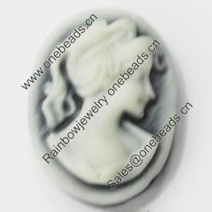 Cameos Resin Beads, No-Hole Jewelry findings, 13.5x18.5mm, Sold by Bag 