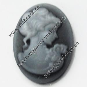 Cameos Resin Beads, No-Hole Jewelry findings, 13x18mm, Sold by Bag 