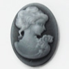 Cameos Resin Beads, No-Hole Jewelry findings, 13x18mm, Sold by Bag 