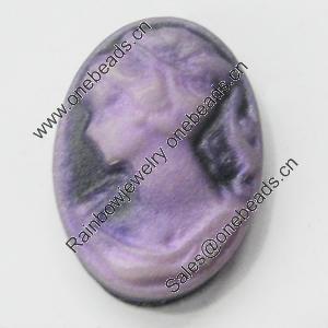 Cameos Resin Beads, No-Hole Jewelry findings, 13x18mm, Sold by Bag 