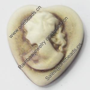Cameos Resin Beads, No-Hole Jewelry findings, 16x17mm, Sold by Bag 