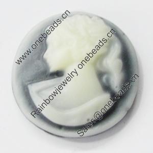 Cameos Resin Beads, No-Hole Jewelry findings, 17.5mm, Sold by Bag 
