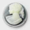 Cameos Resin Beads, No-Hole Jewelry findings, 17.5mm, Sold by Bag 