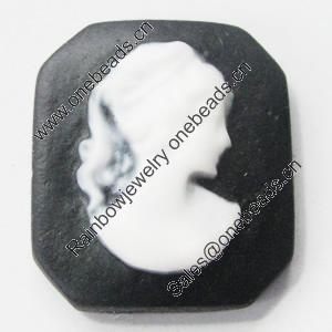 Cameos Resin Beads, No-Hole Jewelry findings, 16x18mm, Sold by Bag 