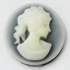 Cameos Resin Beads, No-Hole Jewelry findings, 19mm, Sold by Bag 