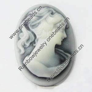 Cameos Resin Beads, No-Hole Jewelry findings, 17.5x25mm, Sold by Bag 