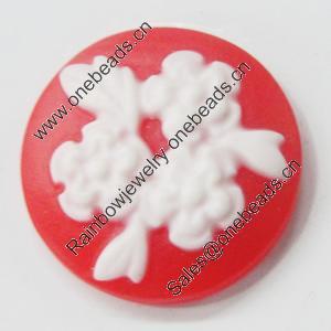 Cameos Resin Beads, No-Hole Jewelry findings, 22.5mm, Sold by Bag 