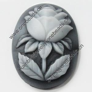 Cameos Resin Beads, No-Hole Jewelry findings, 26x35.5mm, Sold by Bag 