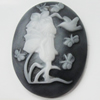 Cameos Resin Beads, No-Hole Jewelry findings, 30x40mm, Sold by Bag 