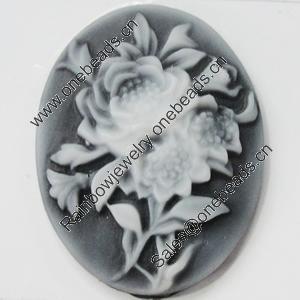 Cameos Resin Beads, No-Hole Jewelry findings, 32x42mm, Sold by Bag 