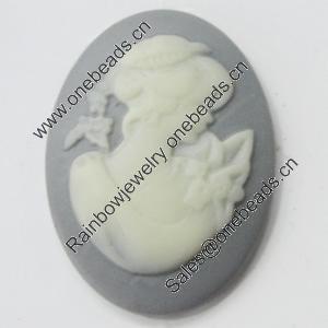 Cameos Resin Beads, No-Hole Jewelry findings, 22x30mm, Sold by Bag 