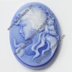 Cameos Resin Beads, No-Hole Jewelry findings, 29x40mm, Sold by Bag 