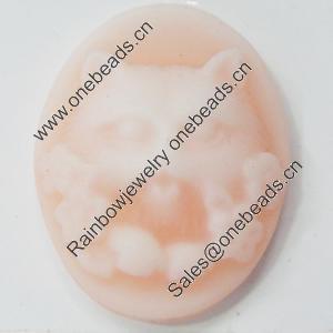 Cameos Resin Beads, No-Hole Jewelry findings, 15x19mm, Sold by Bag 