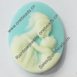 Cameos Resin Beads, No-Hole Jewelry findings, 20x25.5mm, Sold by Bag 