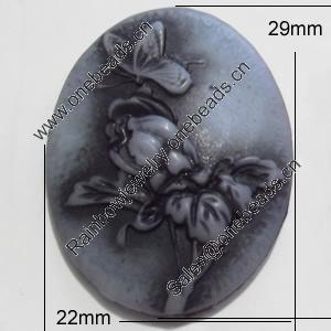 Cameos Resin Beads, No-Hole Jewelry findings, 22x29mm, Sold by Bag 