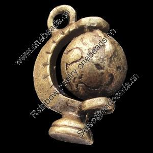 Pendant, Zinc Alloy Jewelry Findings, Lead-free, Globe 17x13mm, Sold by Bag