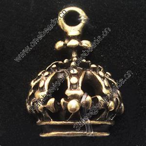 Pendant, Zinc Alloy Jewelry Findings, Lead-free,crown 17x15mm, Sold by Bag
