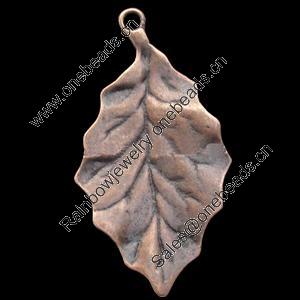 Pendant, Zinc Alloy Jewelry Findings, Lead-free, Leaf 30x17mm, Sold by Bag