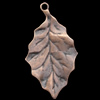 Pendant, Zinc Alloy Jewelry Findings, Lead-free, Leaf 30x17mm, Sold by Bag