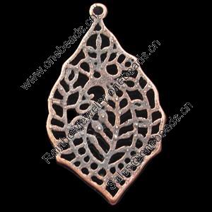 Pendant, Zinc Alloy Jewelry Findings, Lead-free, Leaf 30x18mm, Sold by Bag