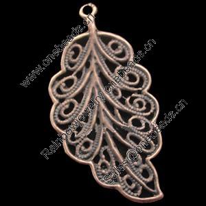 Pendant, Zinc Alloy Jewelry Findings, Lead-free, Leaf 30x17mm, Sold by Bag