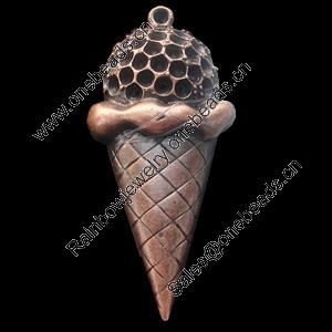Pendant, Zinc Alloy Jewelry Findings, Lead-free, Ice cream 63x31mm, Sold by Bag