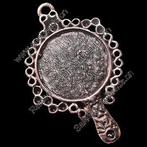 Zinc Alloy Pendant Settings, Lead-free, Outside diameter:38x26mm, Interior diameter:20mm, Sold by Bag 