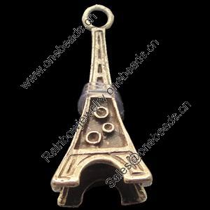 Pendant, Zinc Alloy Jewelry Findings, Lead-free, tower 23x12mm, Sold by Bag