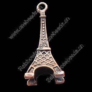 Pendant, Zinc Alloy Jewelry Findings, Lead-free, tower 26x14mm, Sold by Bag