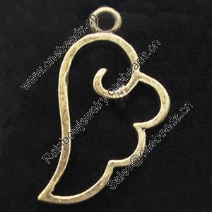 Pendant, Zinc Alloy Jewelry Findings, Lead-free, Wing 25x16mm, Sold by Bag