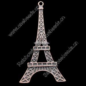 Pendant, Zinc Alloy Jewelry Findings, Lead-free, tower 65x37mm, Sold by Bag