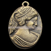 Pendant, Zinc Alloy Jewelry Findings, Lead-free, Cameos 29x21mm, Sold by Bag