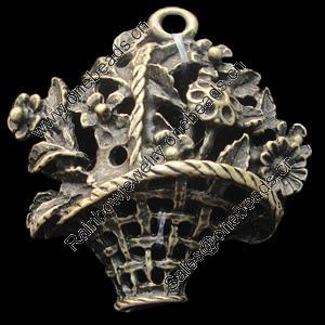 Pendant, Zinc Alloy Jewelry Findings, Lead-free,flower basket 39x43mm, Sold by Bag