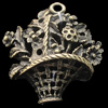 Pendant, Zinc Alloy Jewelry Findings, Lead-free,flower basket 39x43mm, Sold by Bag