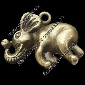 Pendant, Zinc Alloy Jewelry Findings, Lead-free,Animal 22x31mm, Sold by Bag