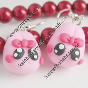 Handmade Fimo Earring, Bead size:10-15mm, Sold by Dozen 