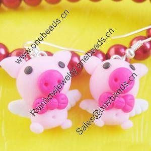 Handmade Fimo Earring, Bead size:10-15mm, Sold by Dozen 