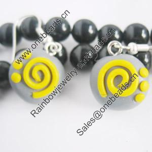 Handmade Fimo Earring, Bead size:10-15mm, Sold by Dozen 