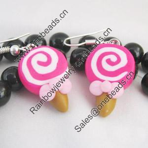 Handmade Fimo Earring, Bead size:10-15mm, Sold by Dozen 