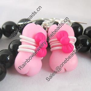 Handmade Fimo Earring, Bead size:10-15mm, Sold by Dozen 