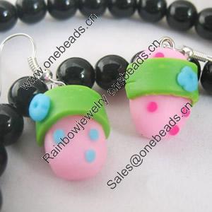 Handmade Fimo Earring, Bead size:10-15mm, Sold by Dozen 